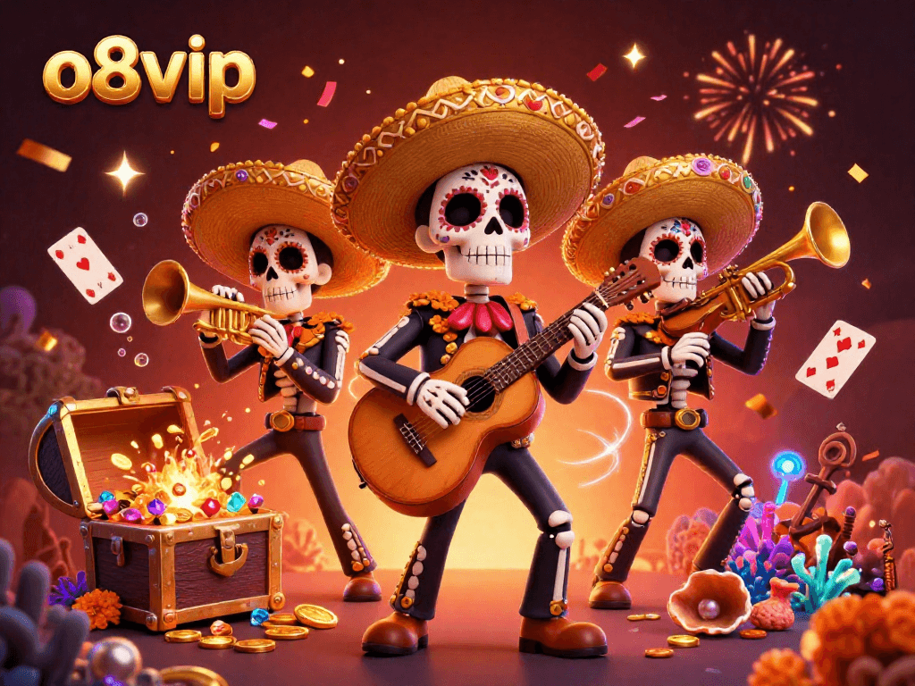 Experience the excitement of o8vip with a vibrant 3D mariachi scene showcasing thrilling casino elements.