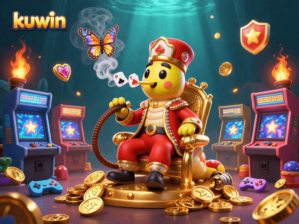 Experience kuwin's exciting gaming atmosphere with dynamic characters and vibrant casino elements.