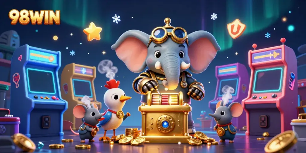 Experience top winnings with 98WIN's vibrant casino atmosphere featuring steampunk elements.