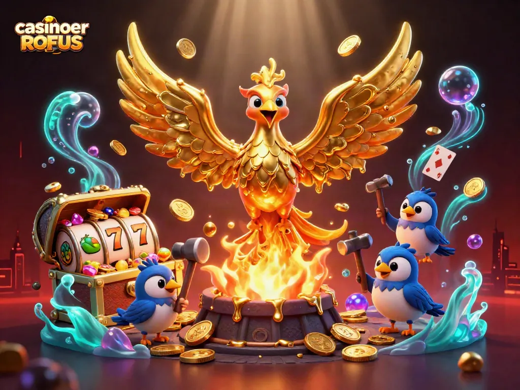 Engage with casinoer uden ROFUS, illustrated by a golden phoenix and dynamic game elements.
