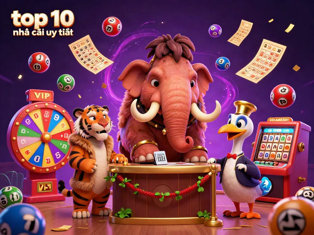 Experience the top 10 nhà cái uy tín with lively characters in a rich casino atmosphere.