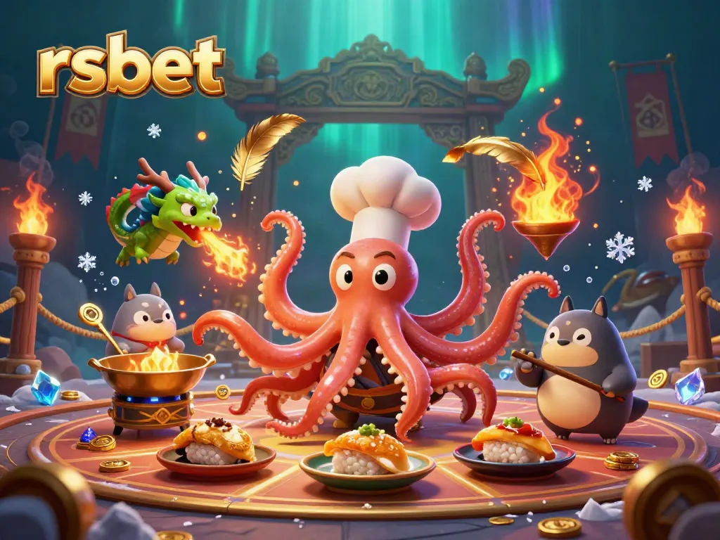 Experience thrilling gameplay at rsbet with vibrant scenes of an octopus chef and dragon