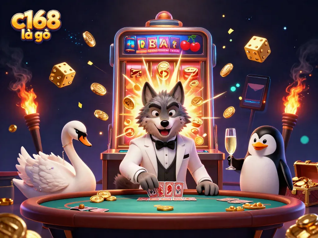 C168 là gì reveals thrilling baccarat action with charming characters at a vibrant casino table.