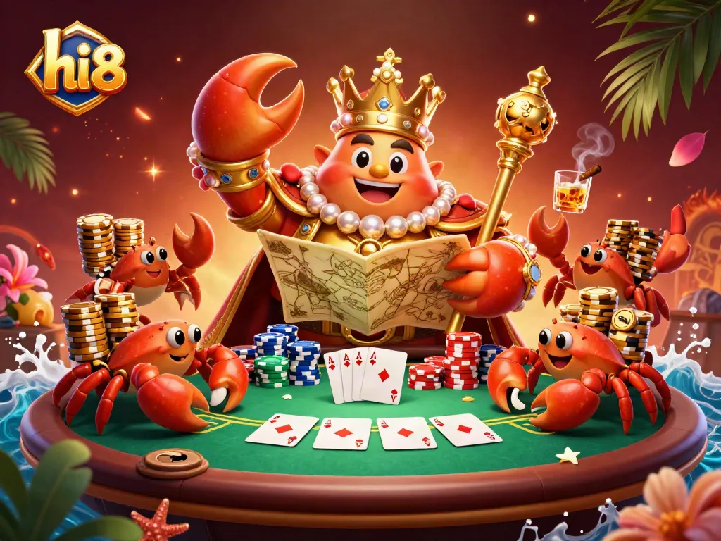 Bet on hi 88 and win big while enjoying a vibrant casino-themed scene with a golden crab