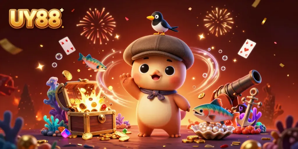 Experience winning strategies with UY88 amidst a vibrant 3D casino world.