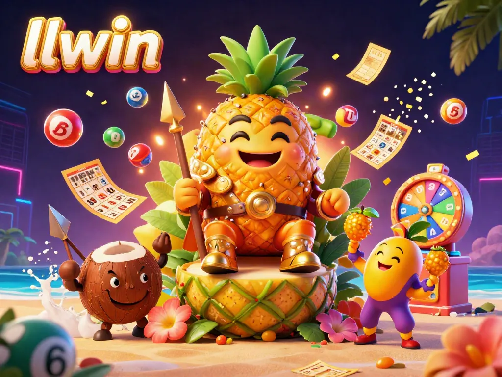 Experience thrilling gaming action at llwin with colorful lottery elements and vibrant casino characters in a lively scene.