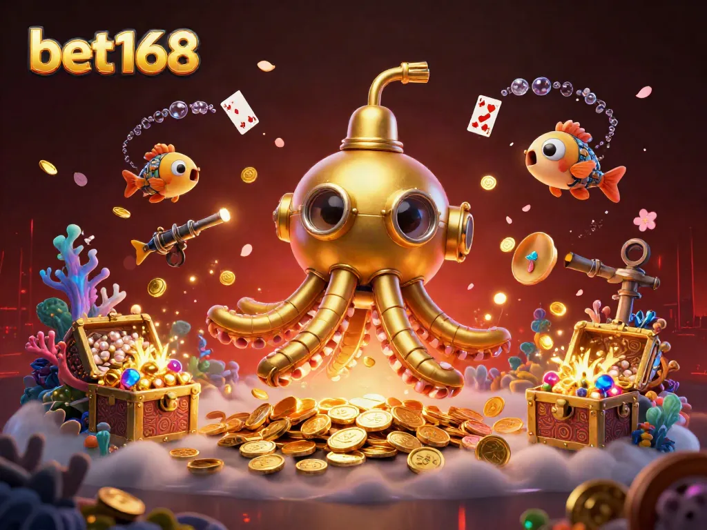 Experience gaming with the vibrant, dynamic scene of bet168 bringing excitement in a gold coin sea.
