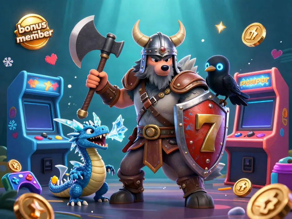 Experience the excitement of the slot world with our bonus new member offer, featuring stunning 3D characters and casino visuals.