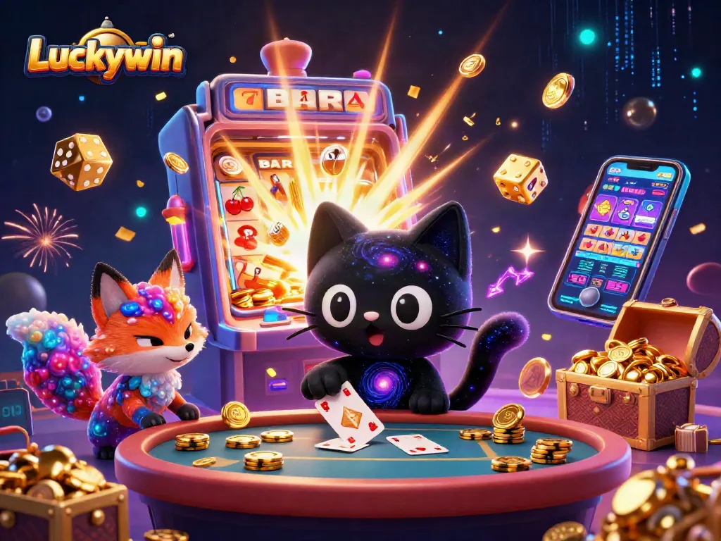 Engage in thrilling gameplay at Luckywin with vibrant cosmic characters and dynamic casino elements.