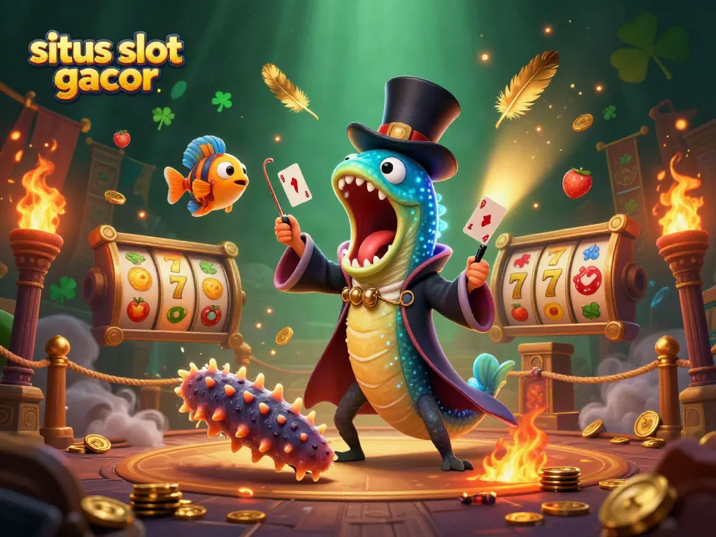 Experience the excitement of situs slot gacor with a vibrant underwater themed casino scene filled with engaging characters and dynamic elements.