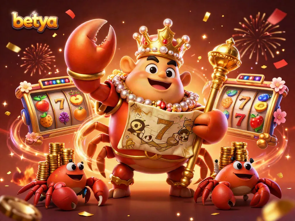 Engage in thrilling gameplay at betya with a dynamic casino-themed illustration showcasing vibrant slot games and treasures.
