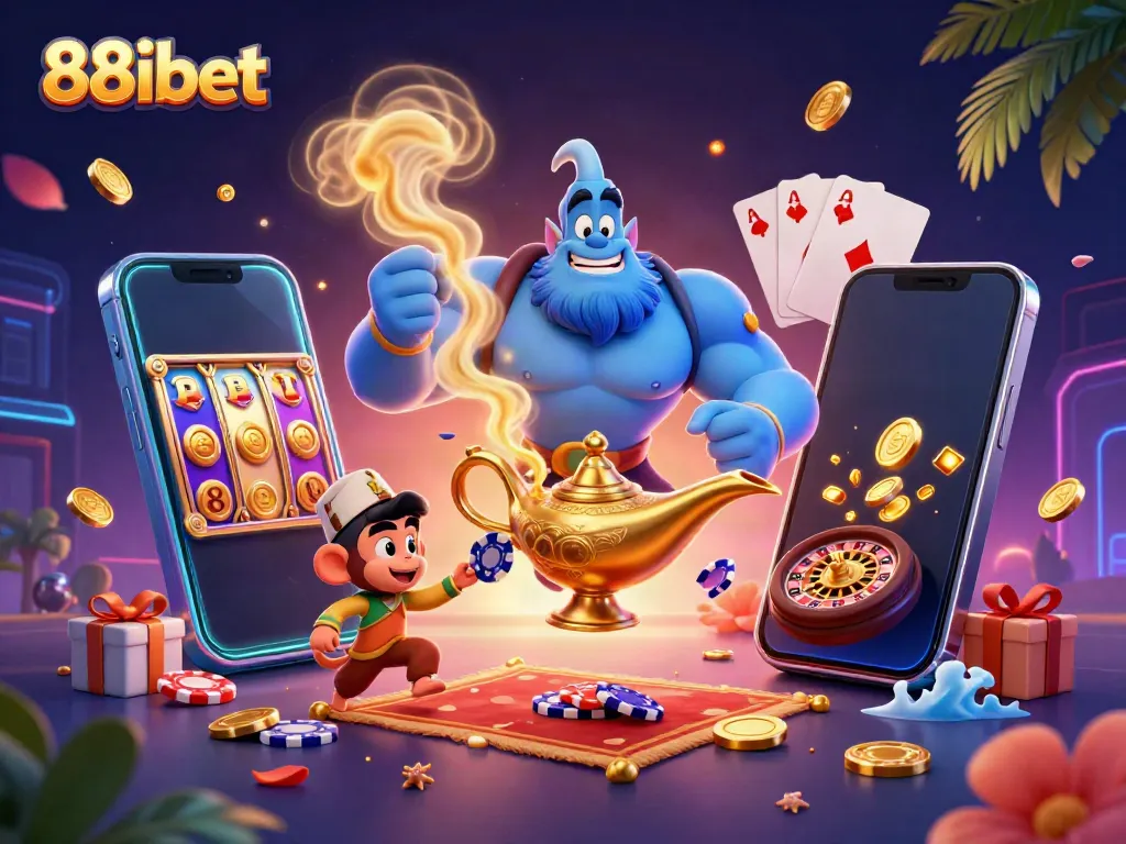 Engage in thrilling gameplay adventures at 88ibet with our vibrant 3D casino illustration.
