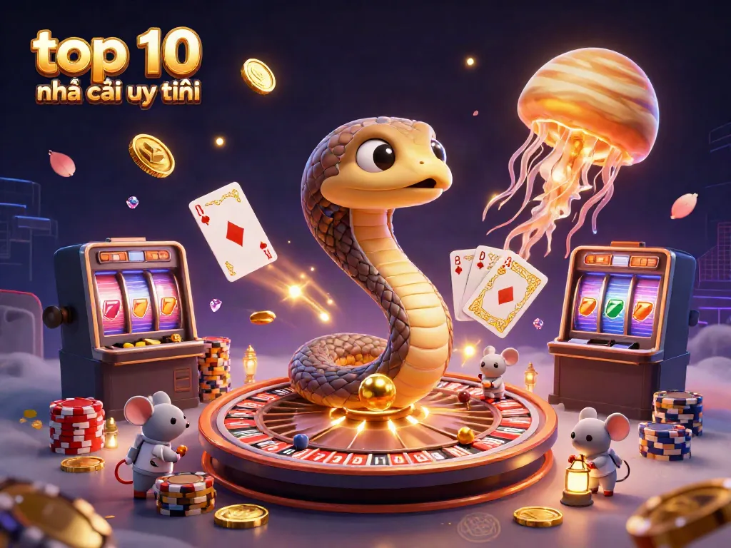 Place bets and spin the roulette wheel with excitement in this engaging top 10 nhà cái uy tín illustration showcasing a cosmic casino scene.