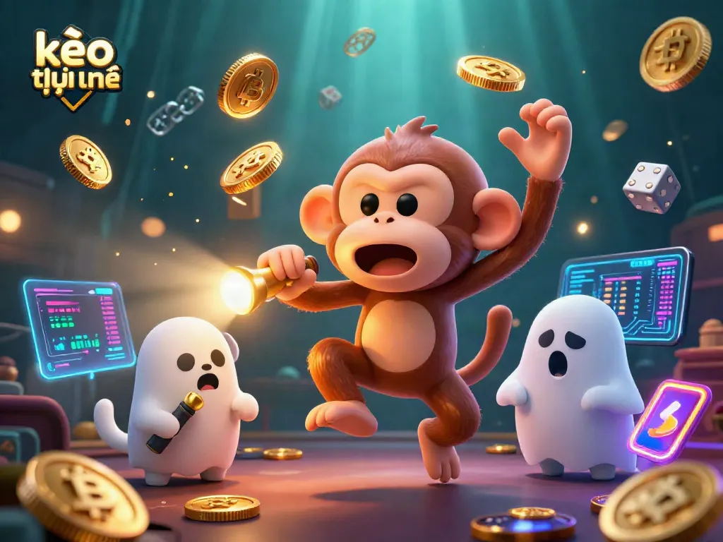 Track kèo trực tuyến trends with a playful poltergeist monkey in a vibrant casino scene.