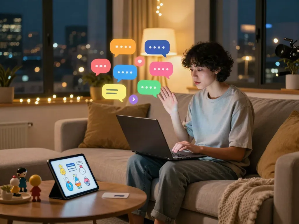 Engaging interaction with nsfw ai characters in a cozy home setting.