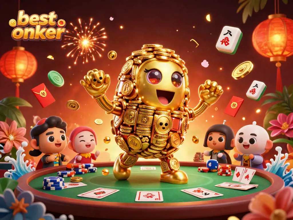 Engage with the best online poker scene featuring a golden golem and exciting game elements.