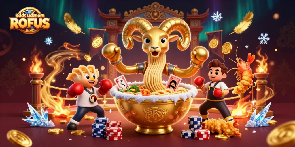 Experience gambling excitement with odds uden om ROFUS in this vibrant 3D casino illustration.
